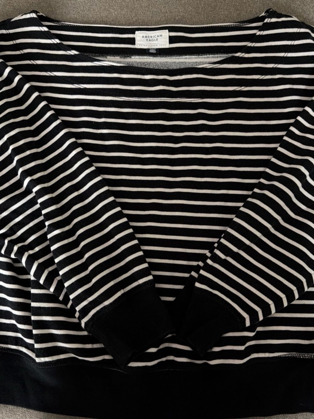American Eagle Outfitters Black & White Striped Scoop Neck Sweater